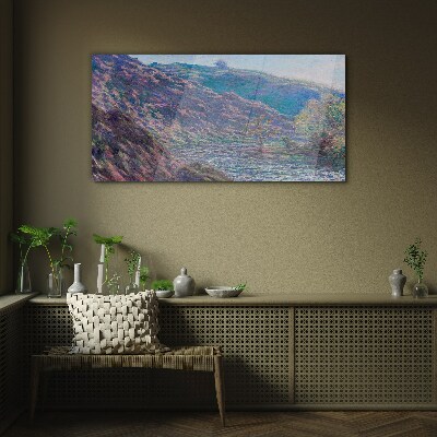 Schilderij op glas Paarse heuvels bij zonsopgang