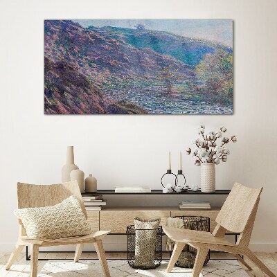 Schilderij op glas Paarse heuvels bij zonsopgang