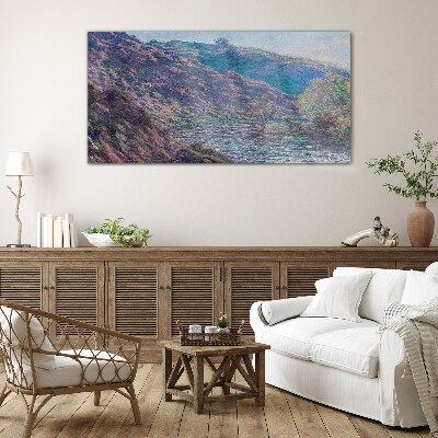 Schilderij op glas Paarse heuvels bij zonsopgang