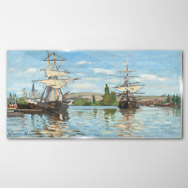 Foto op glas Zeilschepen op de rivier