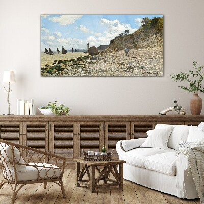 Schilderij op glas Een rustige kust met een vuurtoren