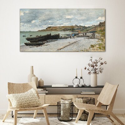 Glas foto Een rustige haven op een zomerdag