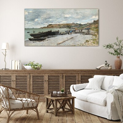 Glas foto Een rustige haven op een zomerdag