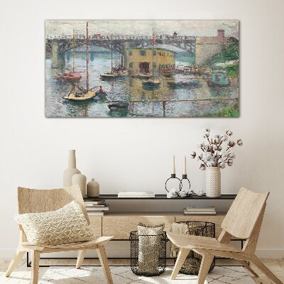 Glas foto Een rustige haven in pastelkleuren