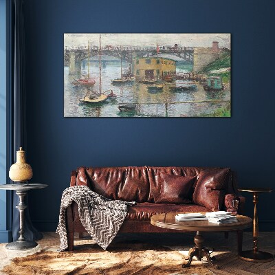 Glas foto Een rustige haven in pastelkleuren