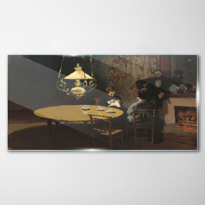 Foto op glas Avond aan tafel