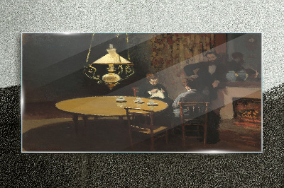 Foto op glas Avond aan tafel