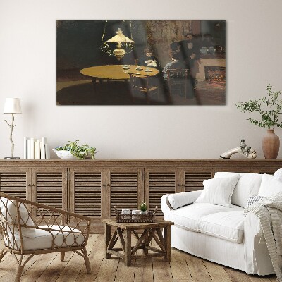 Foto op glas Avond aan tafel