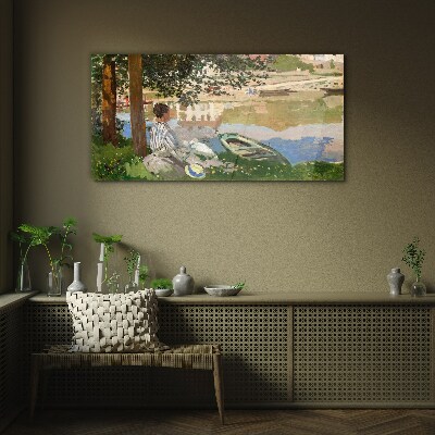 Foto op glas Een rustige rivieroever