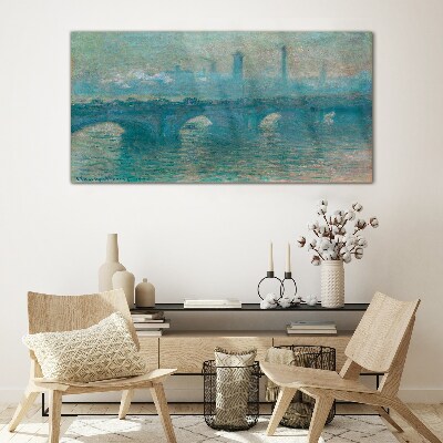 Glas foto Londense bruggen in de mist