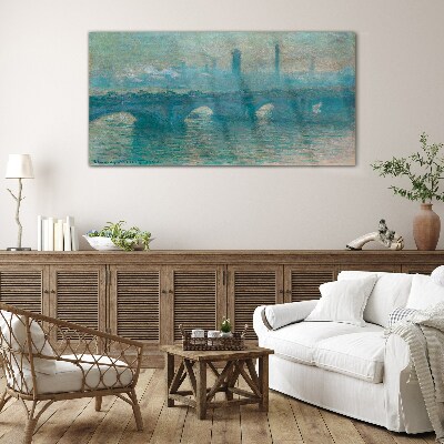 Glas foto Londense bruggen in de mist