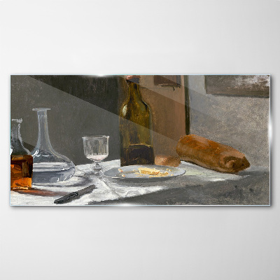 Schilderij op glas Stilleven met flessen en glas