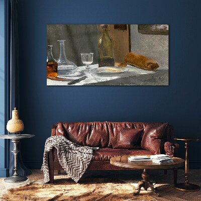 Schilderij op glas Stilleven met flessen en glas