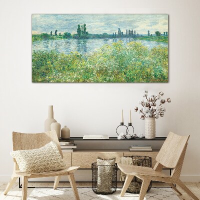 Glas foto Uitzicht op de rivier in het groen