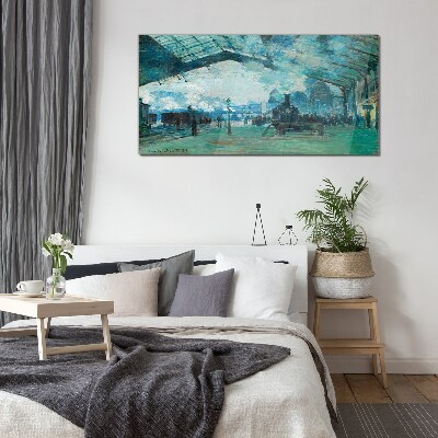 Glas foto treinstation van Parijs