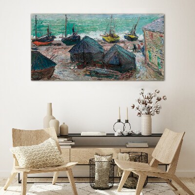 Foto op glas Zeehaven met boten