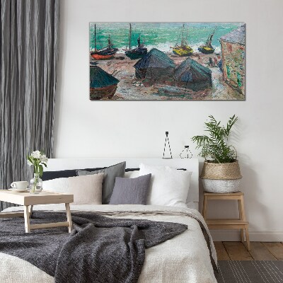 Foto op glas Zeehaven met boten