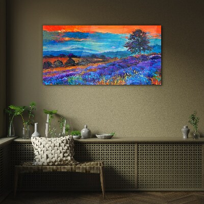 Foto op glas Kleurrijk landschap bij zonsondergang