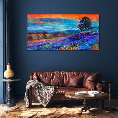 Foto op glas Kleurrijk landschap bij zonsondergang