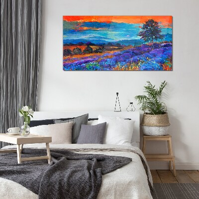 Foto op glas Kleurrijk landschap bij zonsondergang