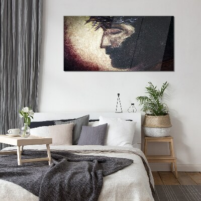 Schilderij op glas Portret met doornenkroon