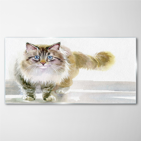Schilderij op glas Een kat in pasteltinten