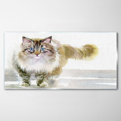 Schilderij op glas Een kat in pasteltinten
