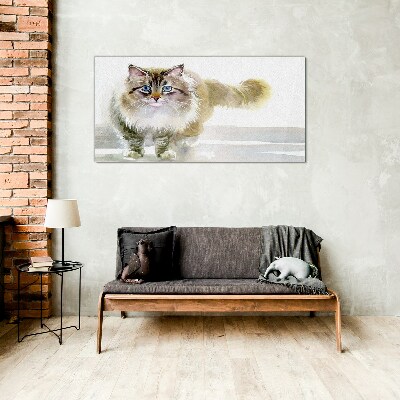 Schilderij op glas Een kat in pasteltinten