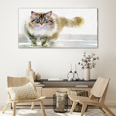Schilderij op glas Een kat in pasteltinten