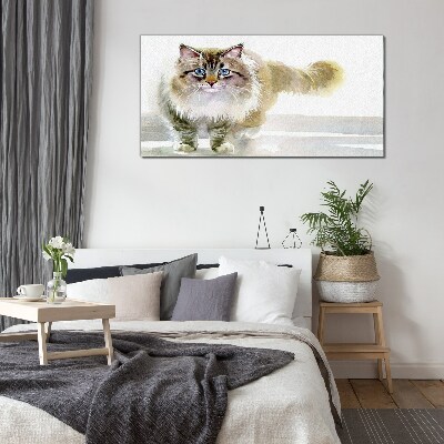 Schilderij op glas Een kat in pasteltinten