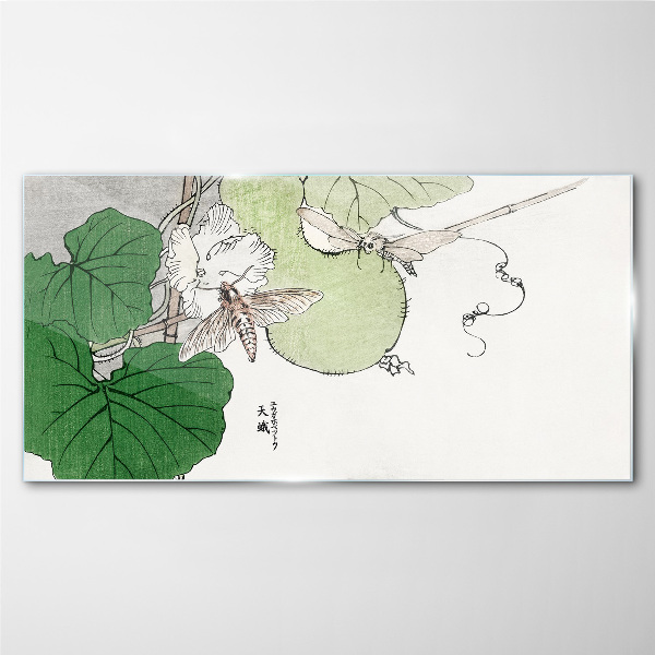 Foto op glas Vlinders en planten in harmonie