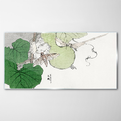 Foto op glas Vlinders en planten in harmonie