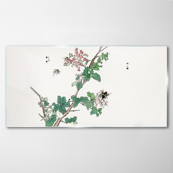 Foto op glas Bloementak met insecten