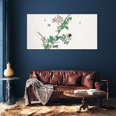 Foto op glas Bloementak met insecten