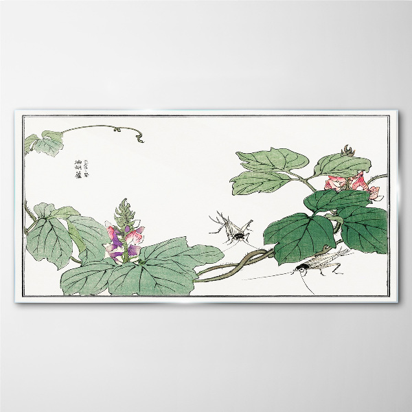 Glas foto Bloemen en insecten in harmonie