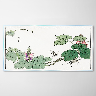 Glas foto Bloemen en insecten in harmonie