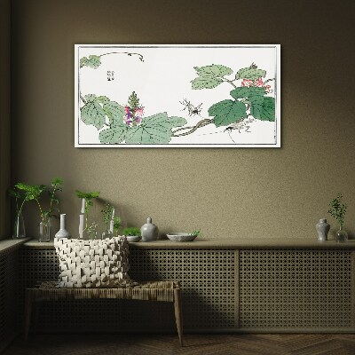 Glas foto Bloemen en insecten in harmonie