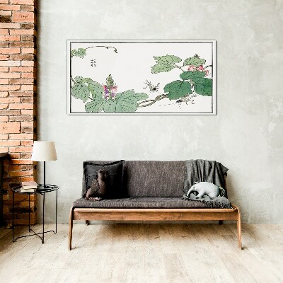 Glas foto Bloemen en insecten in harmonie