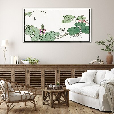 Glas foto Bloemen en insecten in harmonie