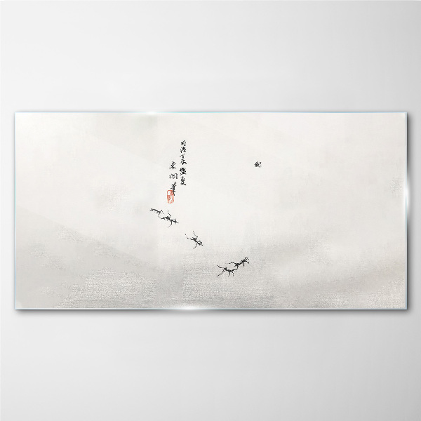 Glas foto Vreedzame natuur met kalligrafie