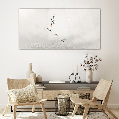 Glas foto Vreedzame natuur met kalligrafie