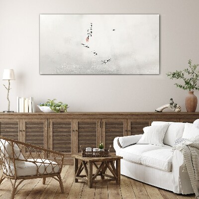 Glas foto Vreedzame natuur met kalligrafie