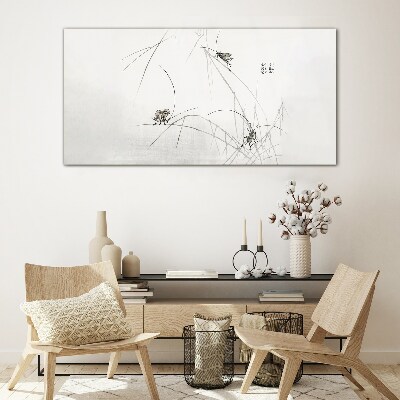 Schilderij op glas Vlinders op de grasachtergrond