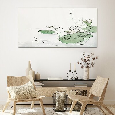 Glas foto Waterlelies op de vijver