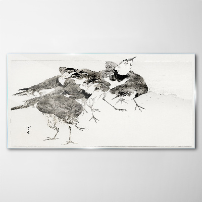 Schilderij op glas Een zwerm vogels tegen een witte achtergrond