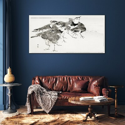 Schilderij op glas Een zwerm vogels tegen een witte achtergrond