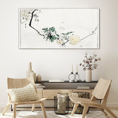 Glas foto Een bloemenlandschap in delicate tinten