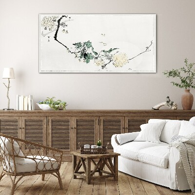 Glas foto Een bloemenlandschap in delicate tinten