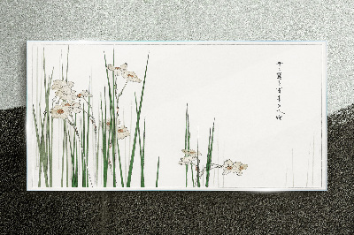 Schilderij op glas Bloemen in het gras