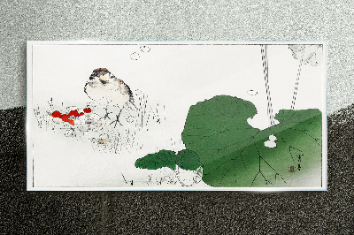 Glas foto Een gevleugelde gast in een groene omgeving